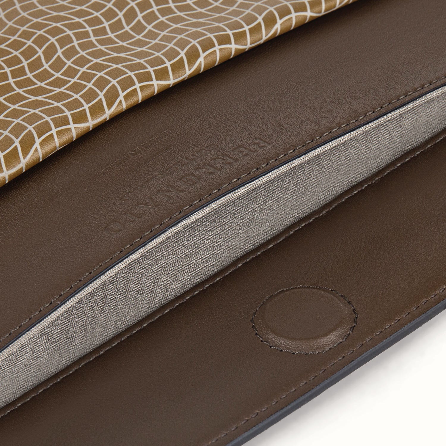 Swiss leather travel bag lifestyle image #color_Brown