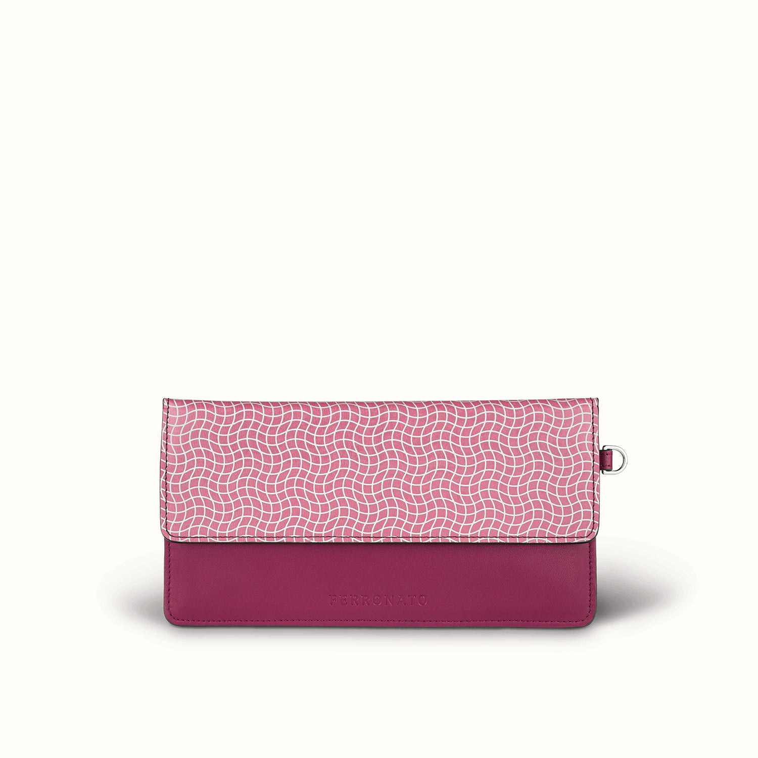 Sustainable leather purse close-up #color_Ruby Rose