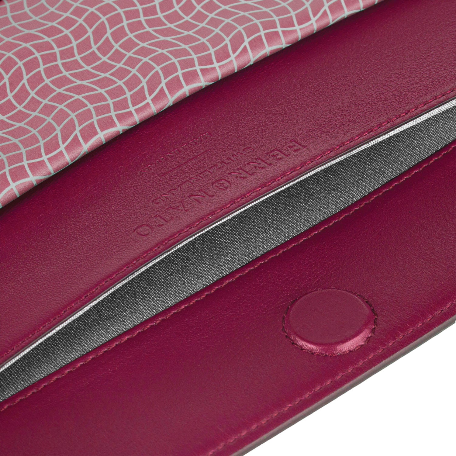 Luxury Swiss handbag for women studio shot #color_Ruby Rose