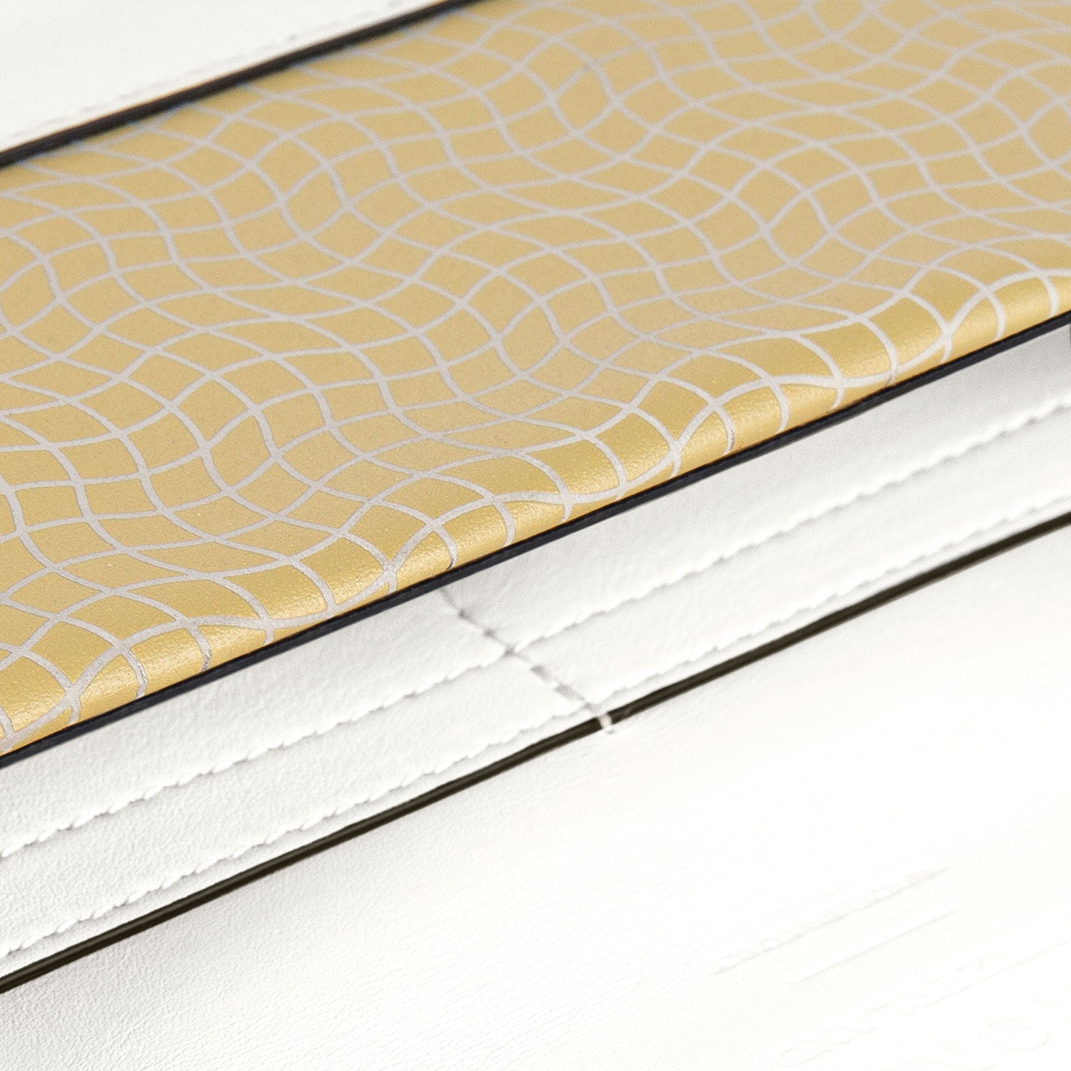 Ferronato women’s RFID tote on model #color_Pearl White