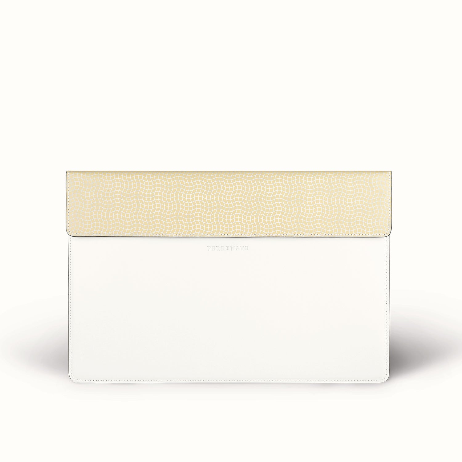 Luxury business bag on desk setup #color_Pearl White