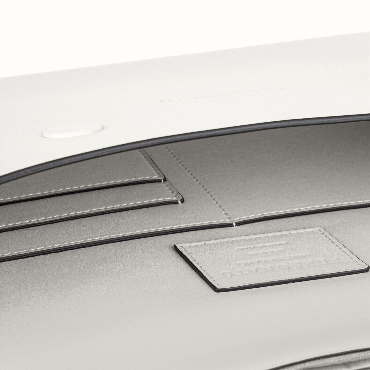 Luxury business bag on desk setup #color_Pearl White