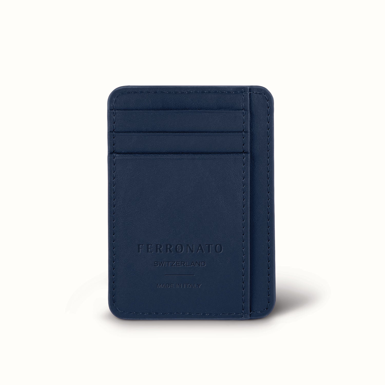 Ferronato women’s RFID tote on model #color_Blue Sapphire