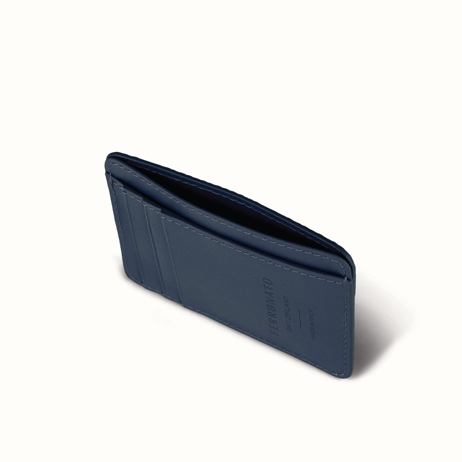 Ferronato women’s RFID tote on model #color_Blue Sapphire