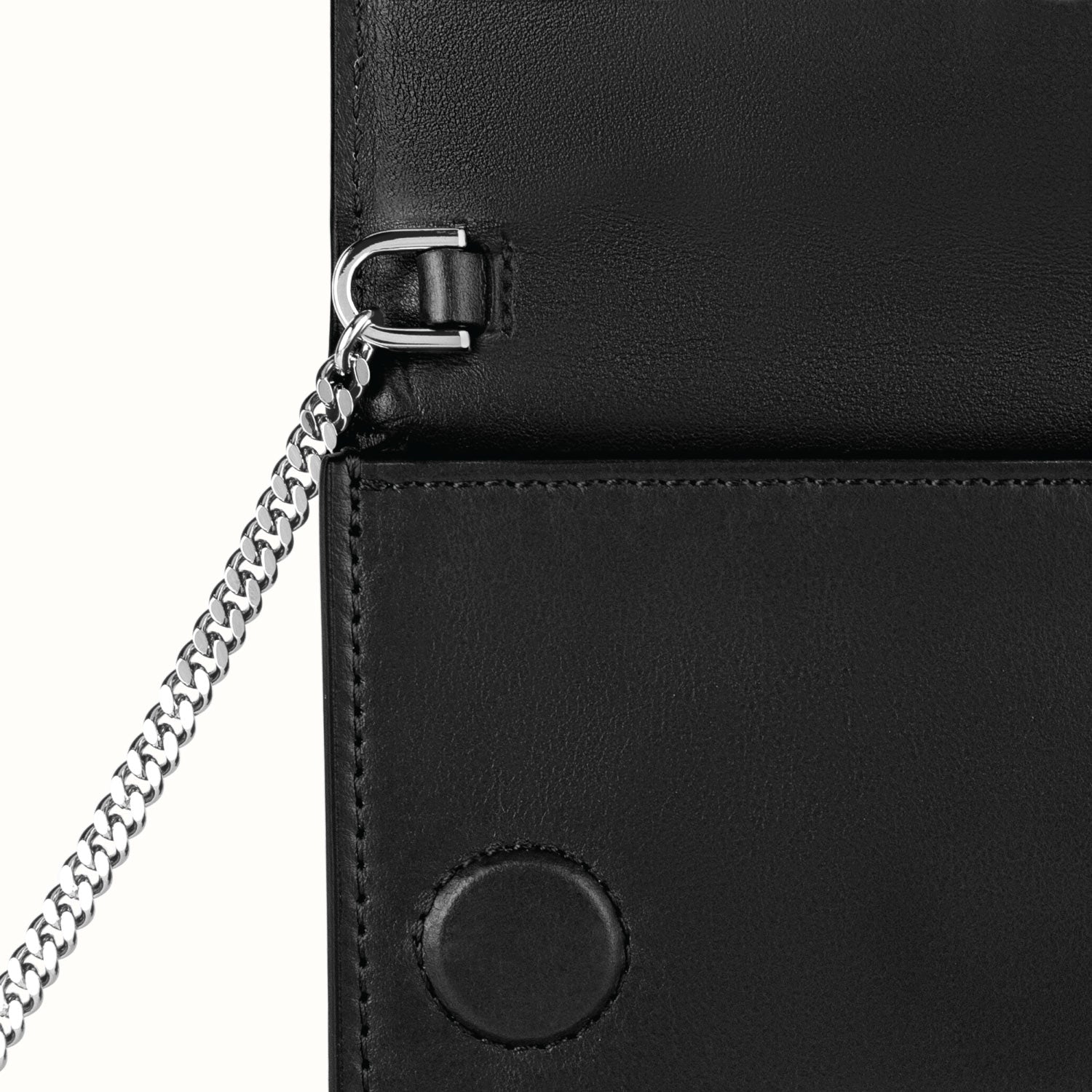 Sustainable leather purse close-up #color_Jet Black