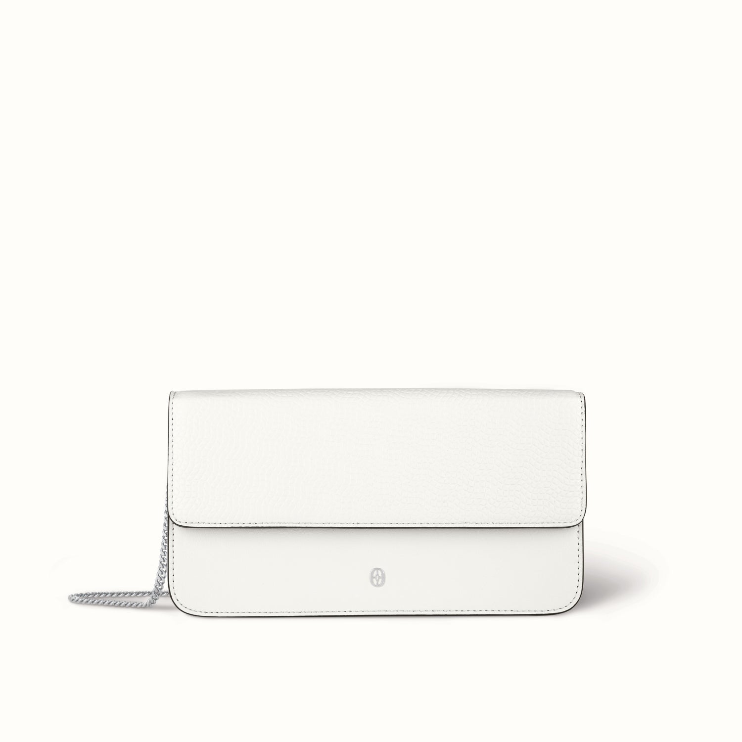 Luxury Swiss handbag for women studio shot #color_Pearl White