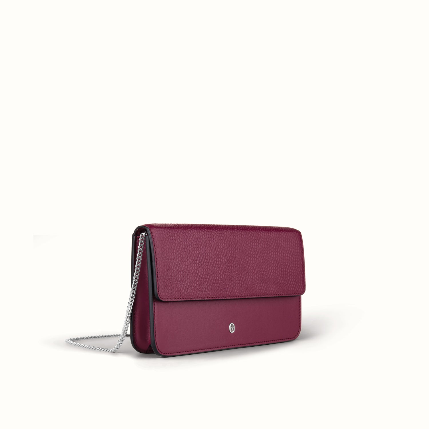 Ferronato Stella Bag — Angled view showing the smooth leather texture and structured shape #color_ruby rose