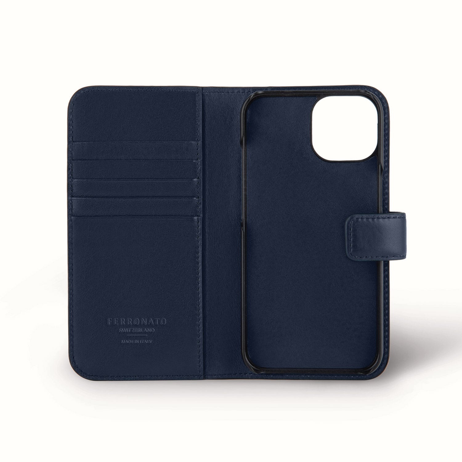 Ferronato Nova Phone Cover — View of the open cover #color_blue sapphire
