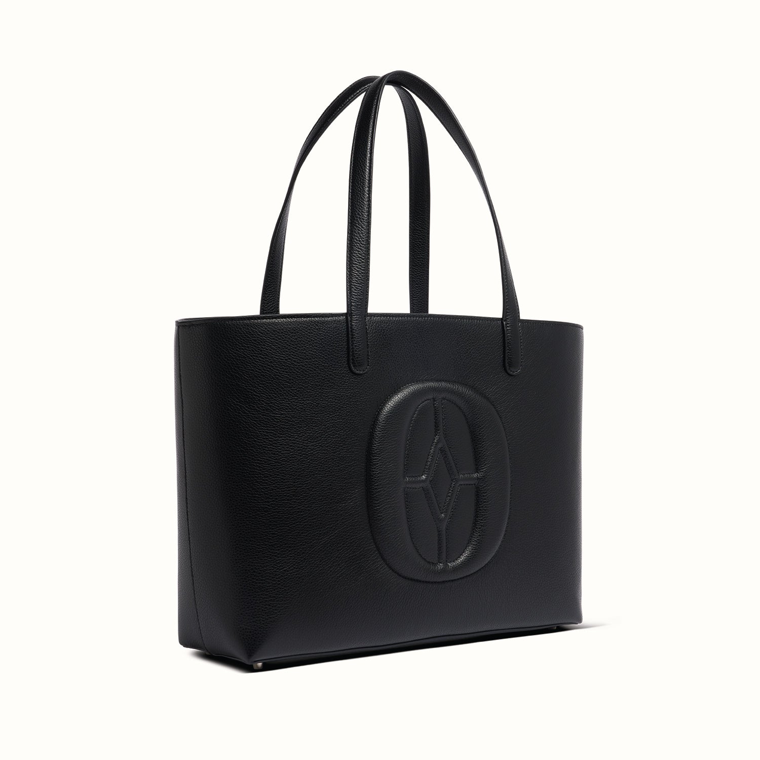 Ferronato Aria Tote Bag side angle highlighting slim profile #color_jet black