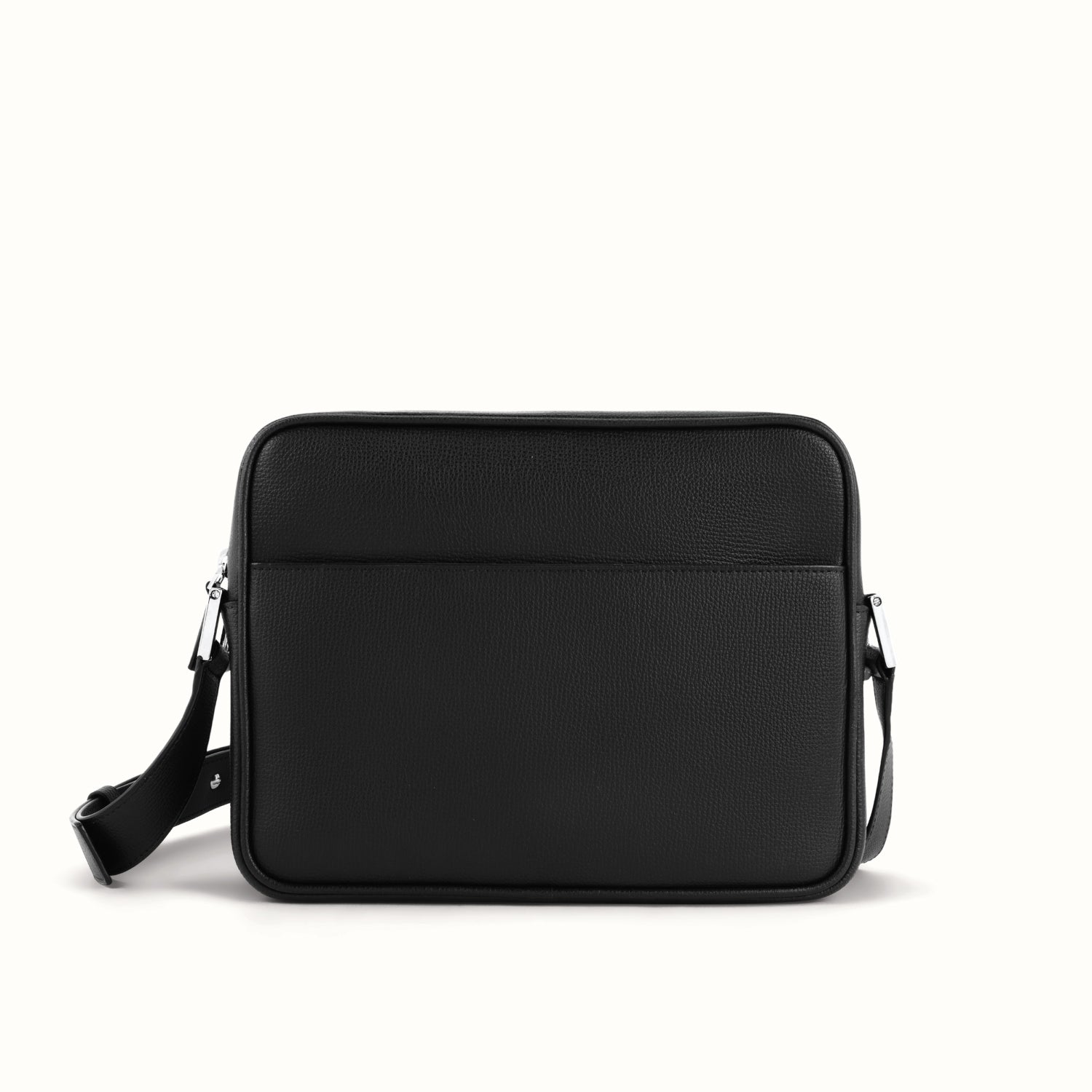 Ferronato Calmo Crossbody Bag, back view with an external pocket #color_jet black