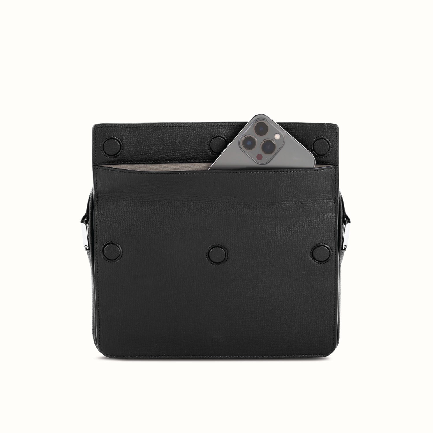 Ferronato Calmo Crossbody Bag, side view showing the depth and profile #color_jet black