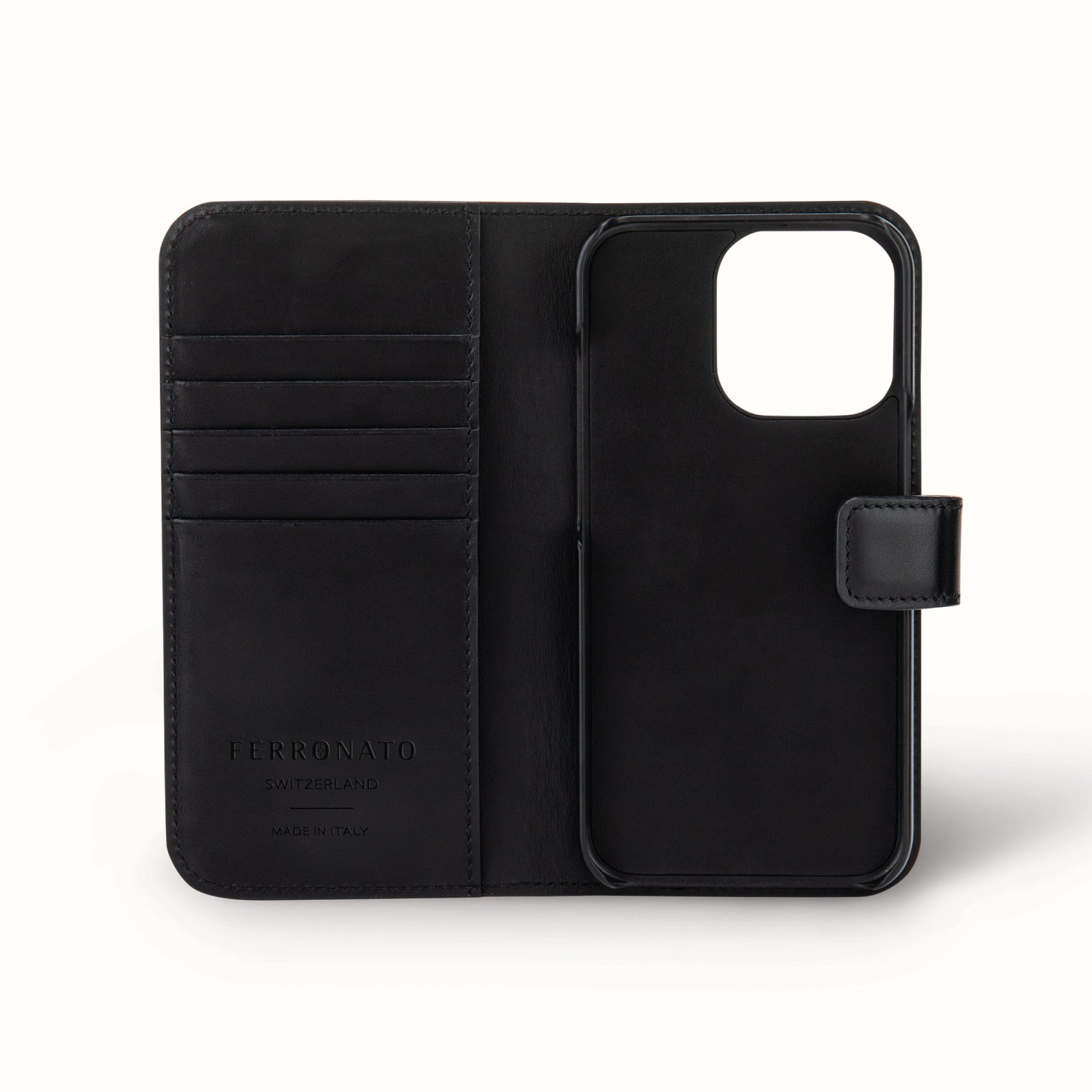 Ferronato Nova Phone Cover — View of the open cover #color_jet black