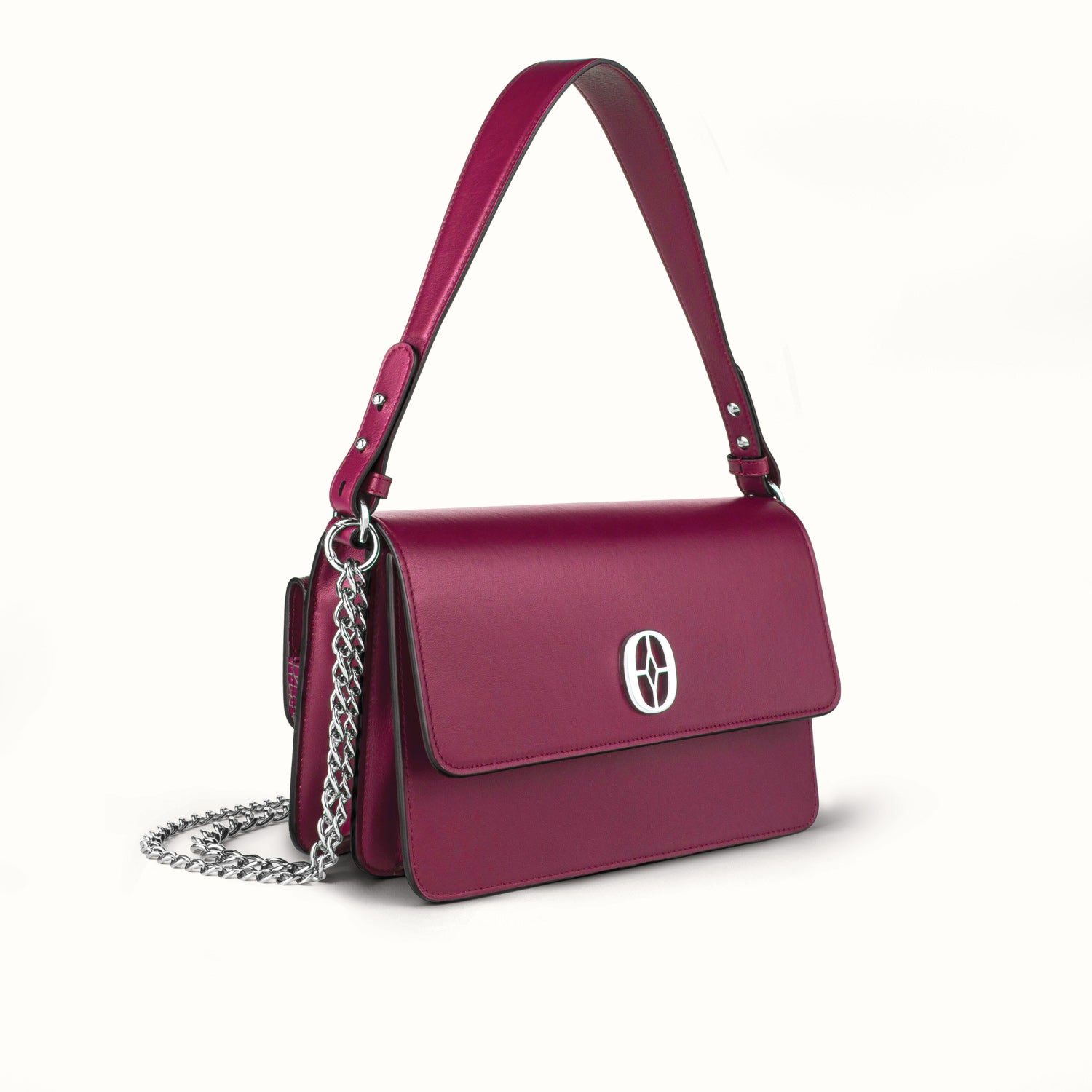 Ferronato Magia Bag angled view showing structure #color_ruby rose
