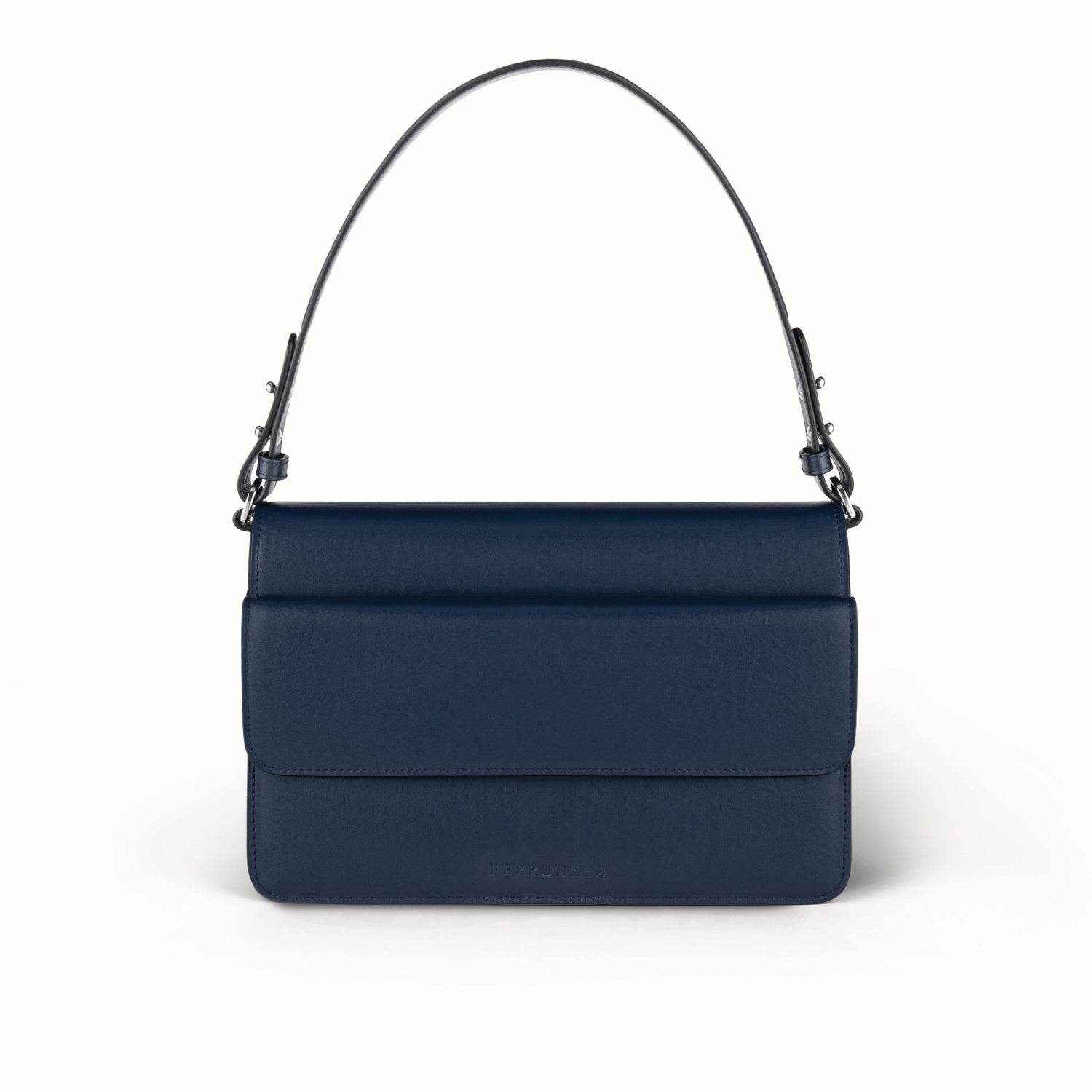 Ferronato women’s RFID tote on model #color_Blue Sapphire