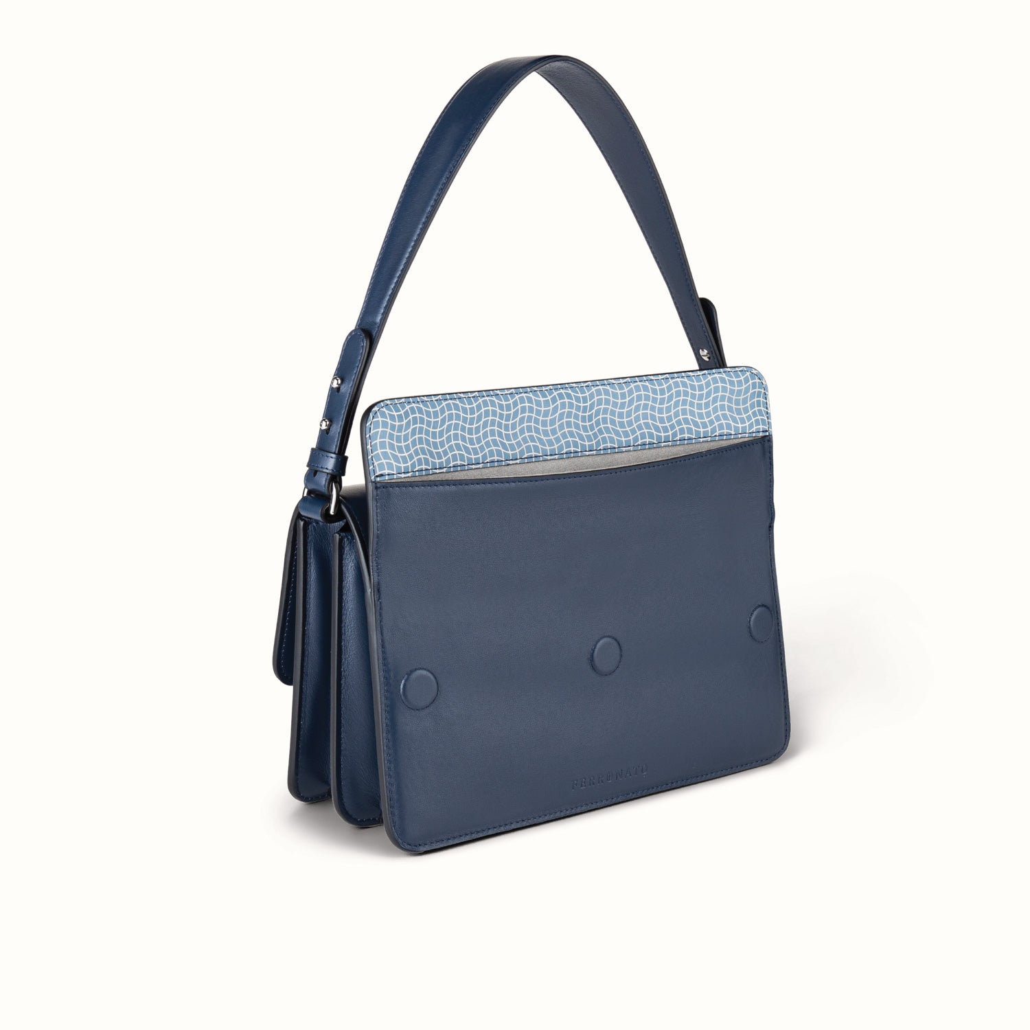 Luxury Swiss handbag for women studio shot #color_Blue Sapphire