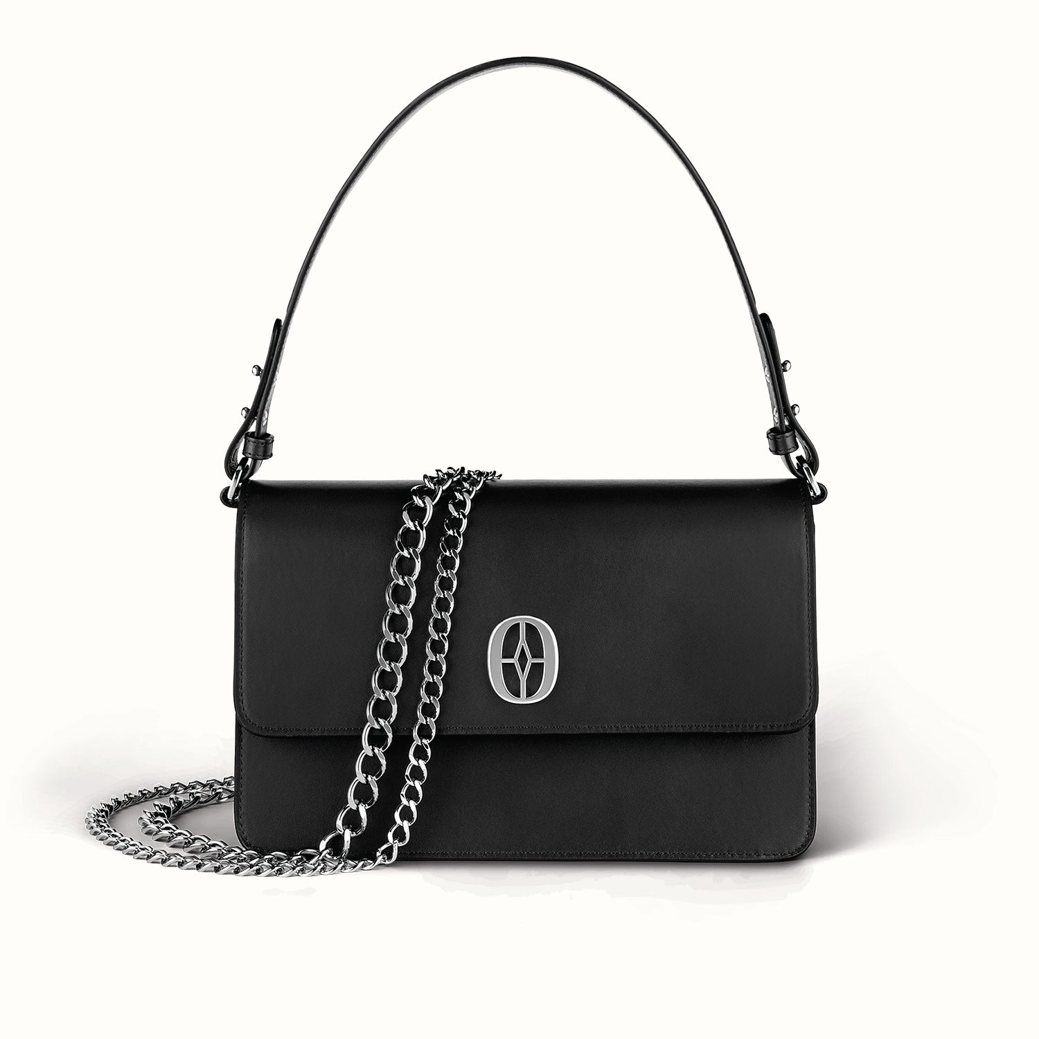 Luxury Swiss handbag for women studio shot #color_Jet Black