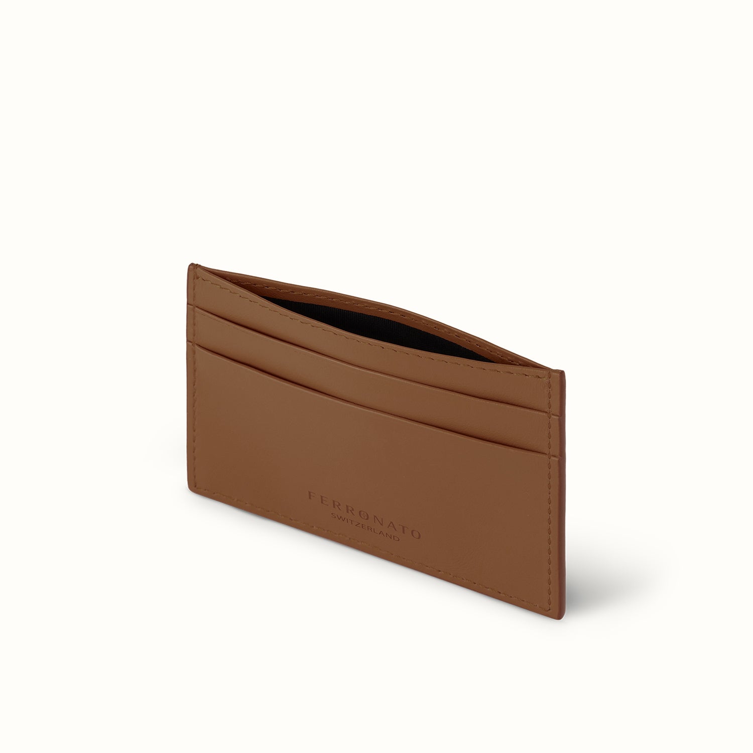 Swiss men’s leather mini CardHolder Ferronato #color_Amber Brown