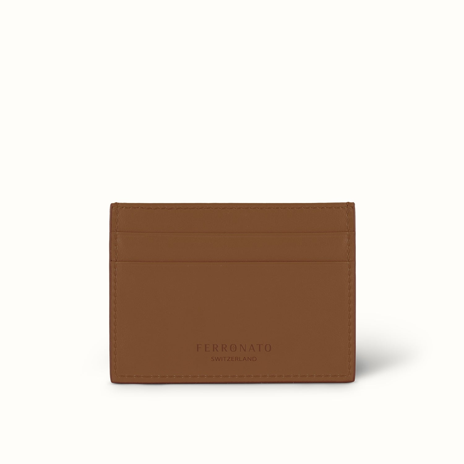 Swiss men’s leather Cardholder Ferronato #color_Amber Brown