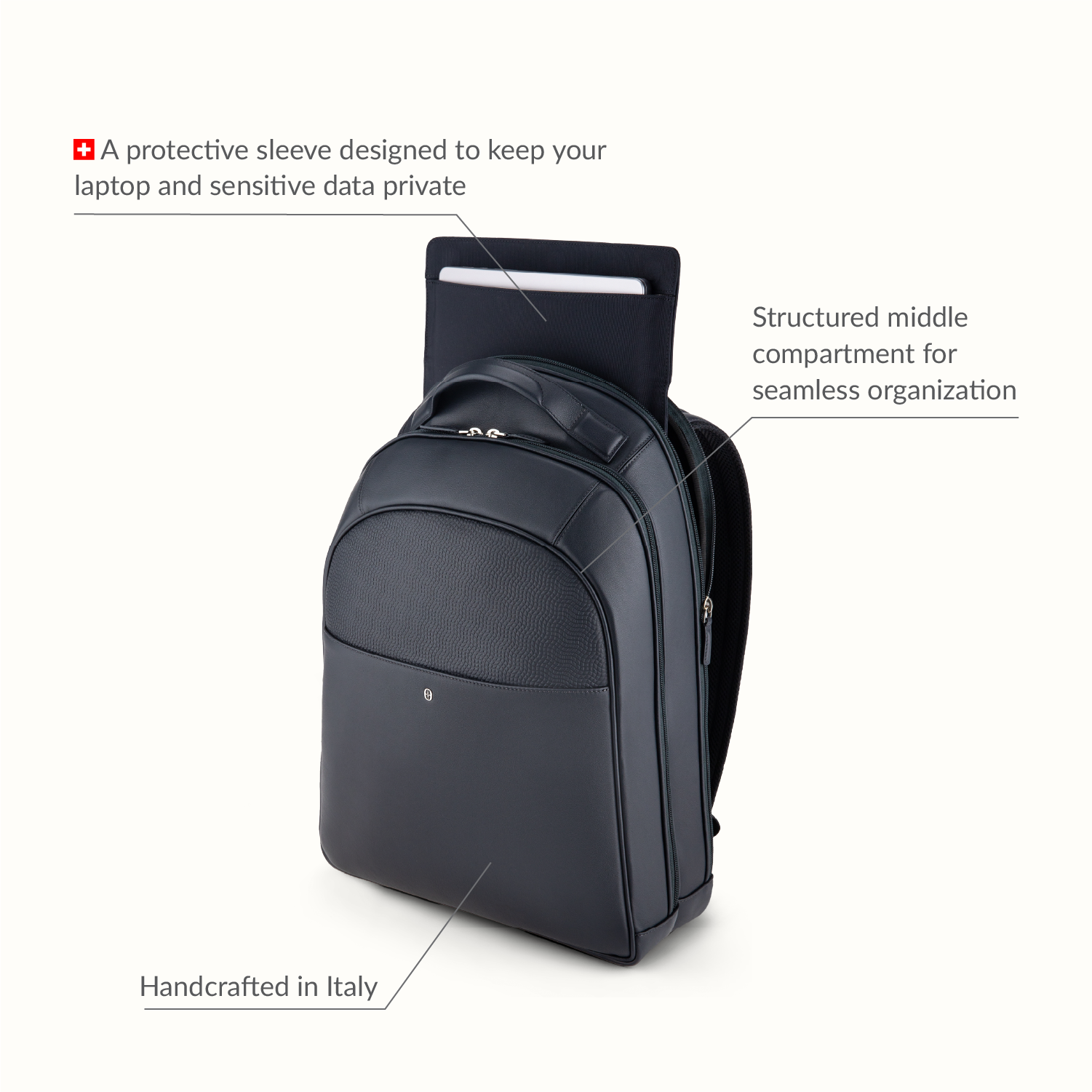 Swiss men’s leather briefcase Ferronato #color_Midnight Blue