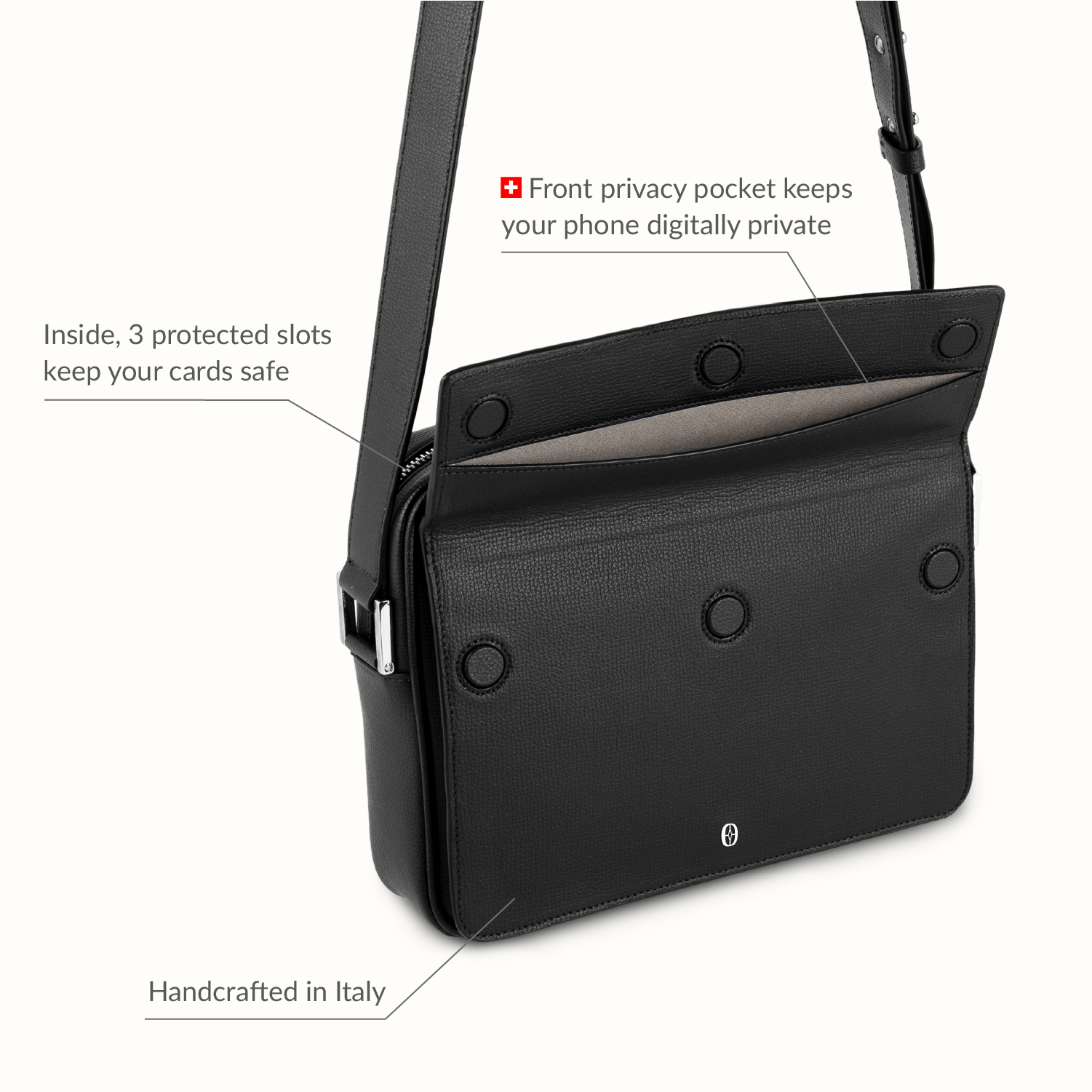 Ferronato luxury bag collection display #color_Jet Black