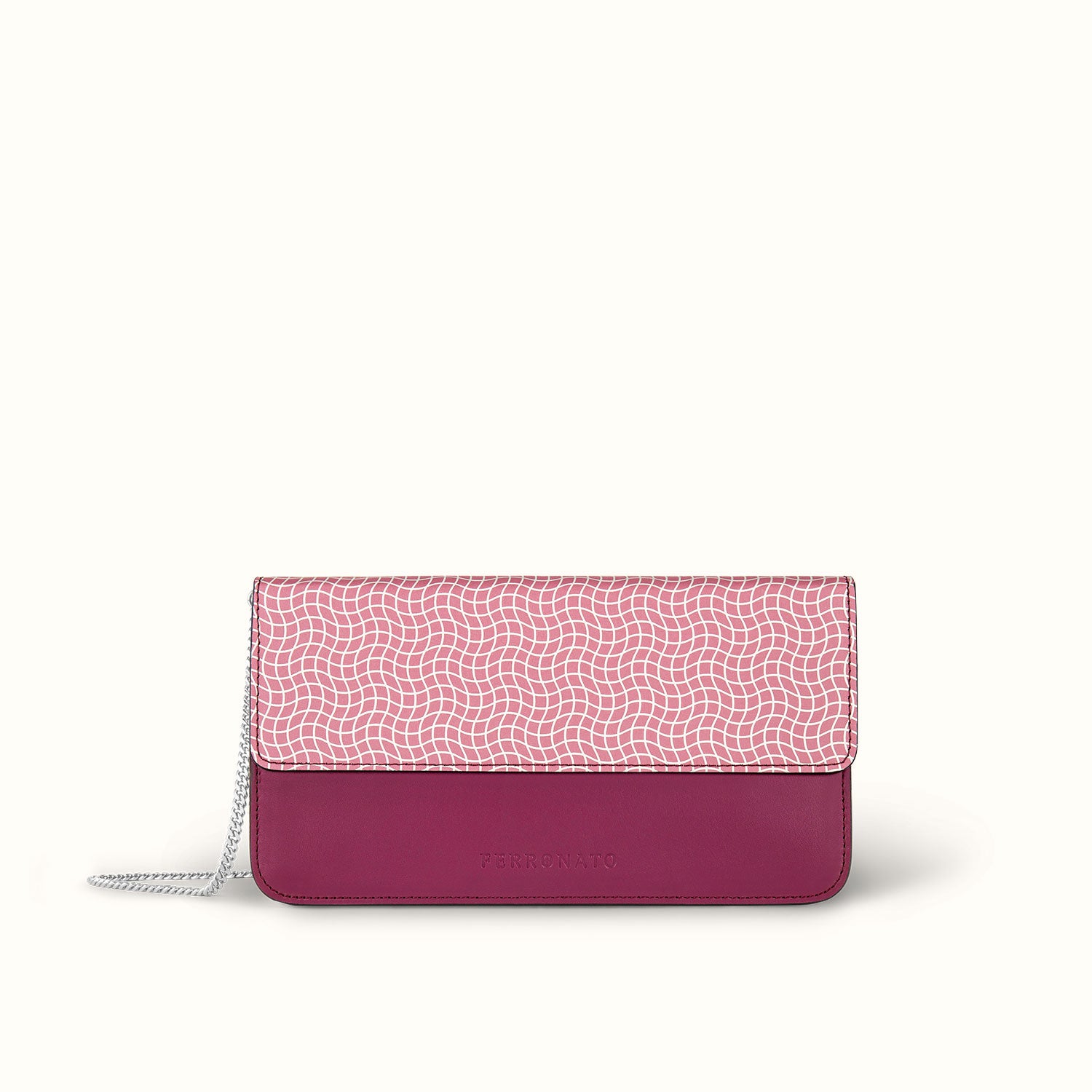 Ferronato Sole Bag - Chain front view, showcasing the elegant lines #color_ruby rose