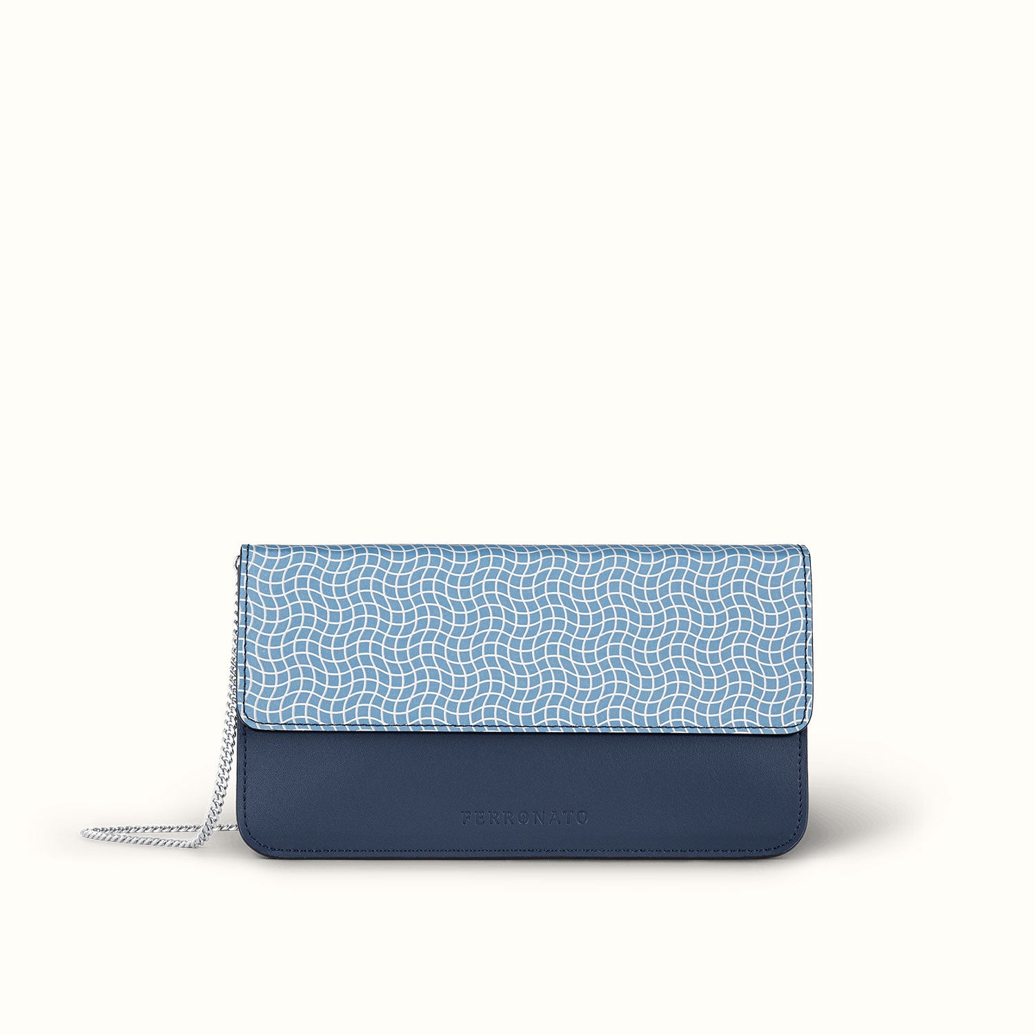 Ferronato Sole Bag - Chain front view, showcasing the elegant lines #color_blue sapphire