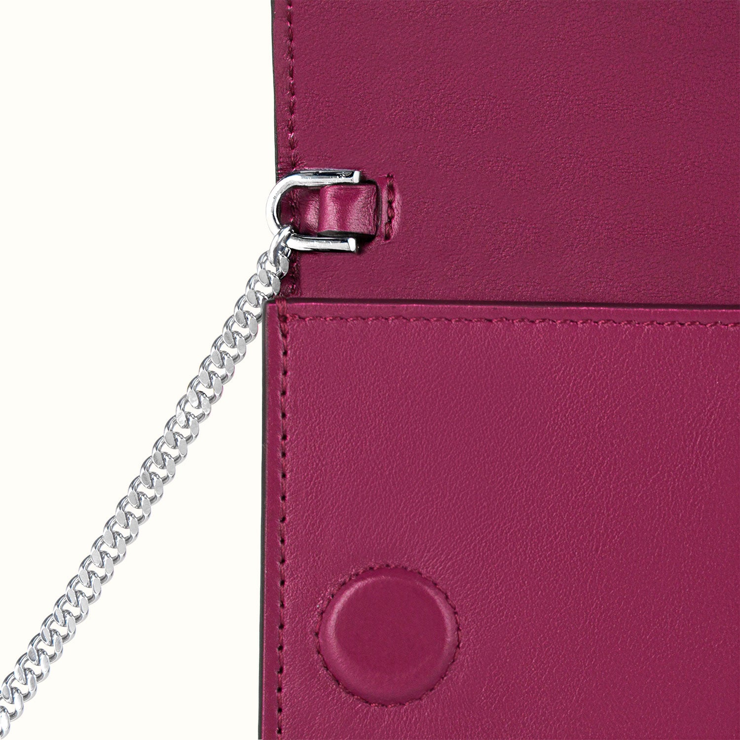 Ferronato Sole Bag - Chain close-up of the polished chain strap detail #color_ruby rose