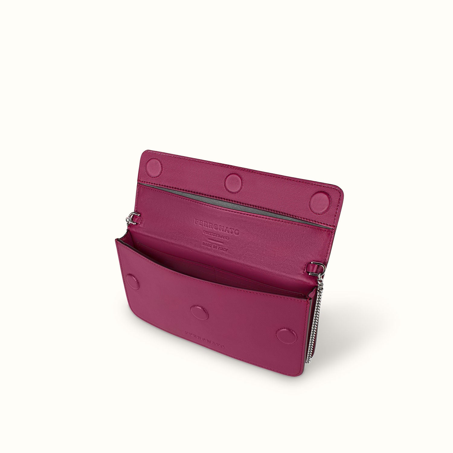 Ferronato Sole Bag - Chain open interior view #color_ruby rose
