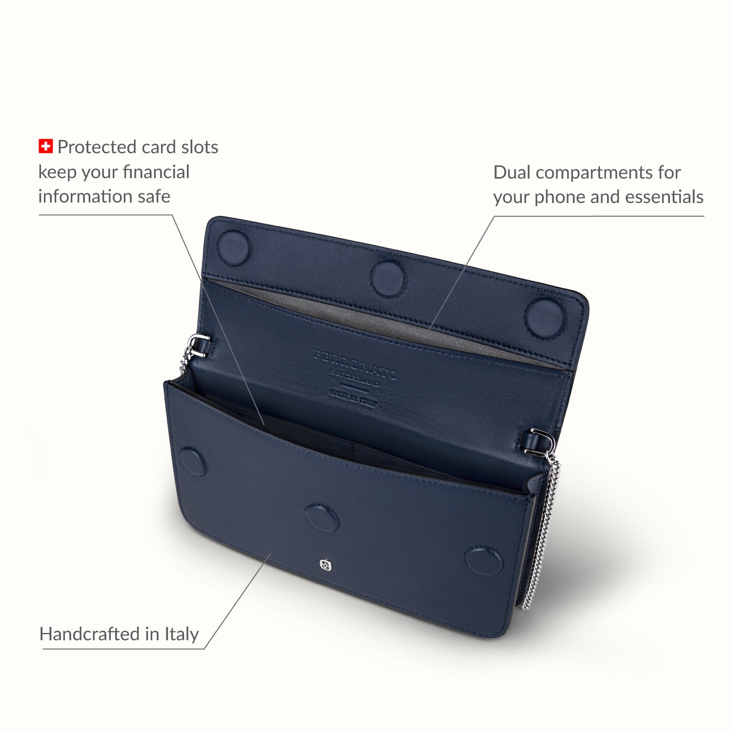 Sustainable leather purse close-up #color_Blue Sapphire