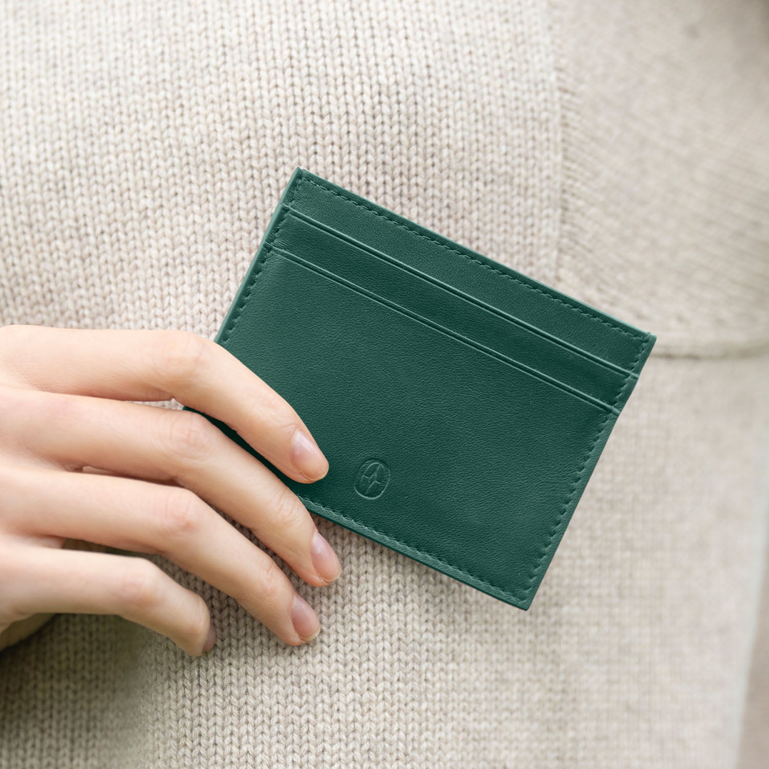 Swiss men’s leather mini CardHolder Ferronato #color_Alpin Green
