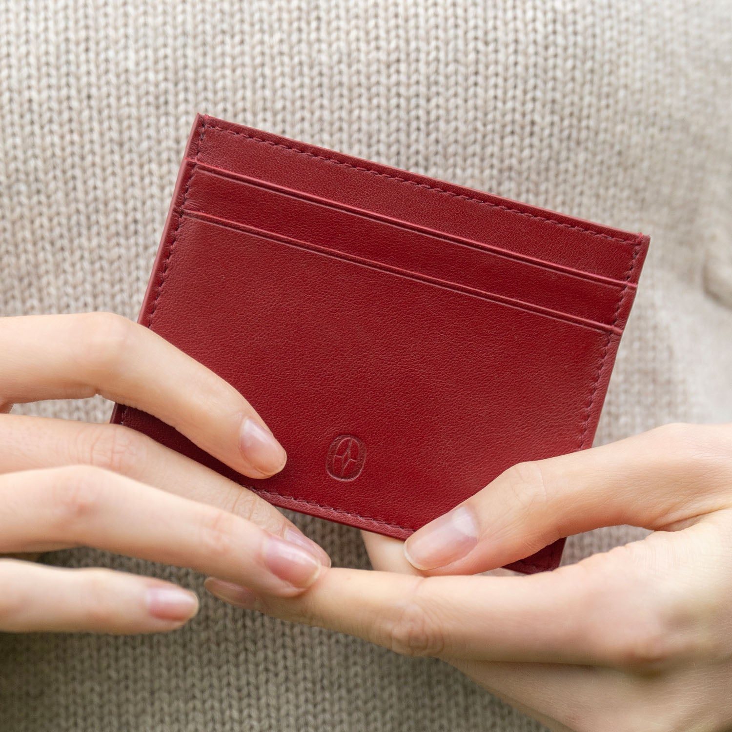 Swiss men’s leather mini CardHolder Ferronato #color_Velvet Red