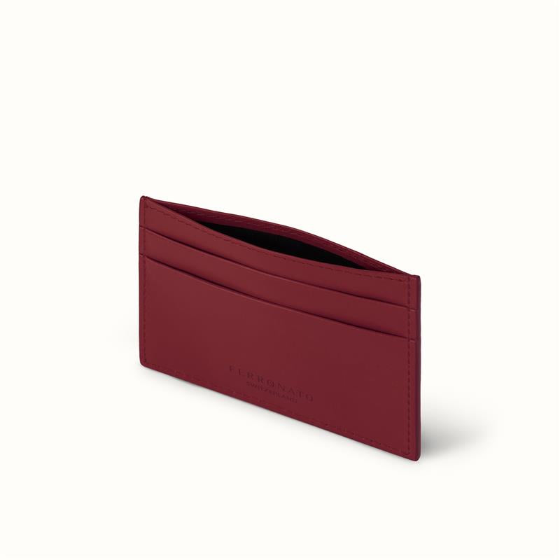 Swiss men’s leather mini CardHolder Ferronato #color_Velvet Red