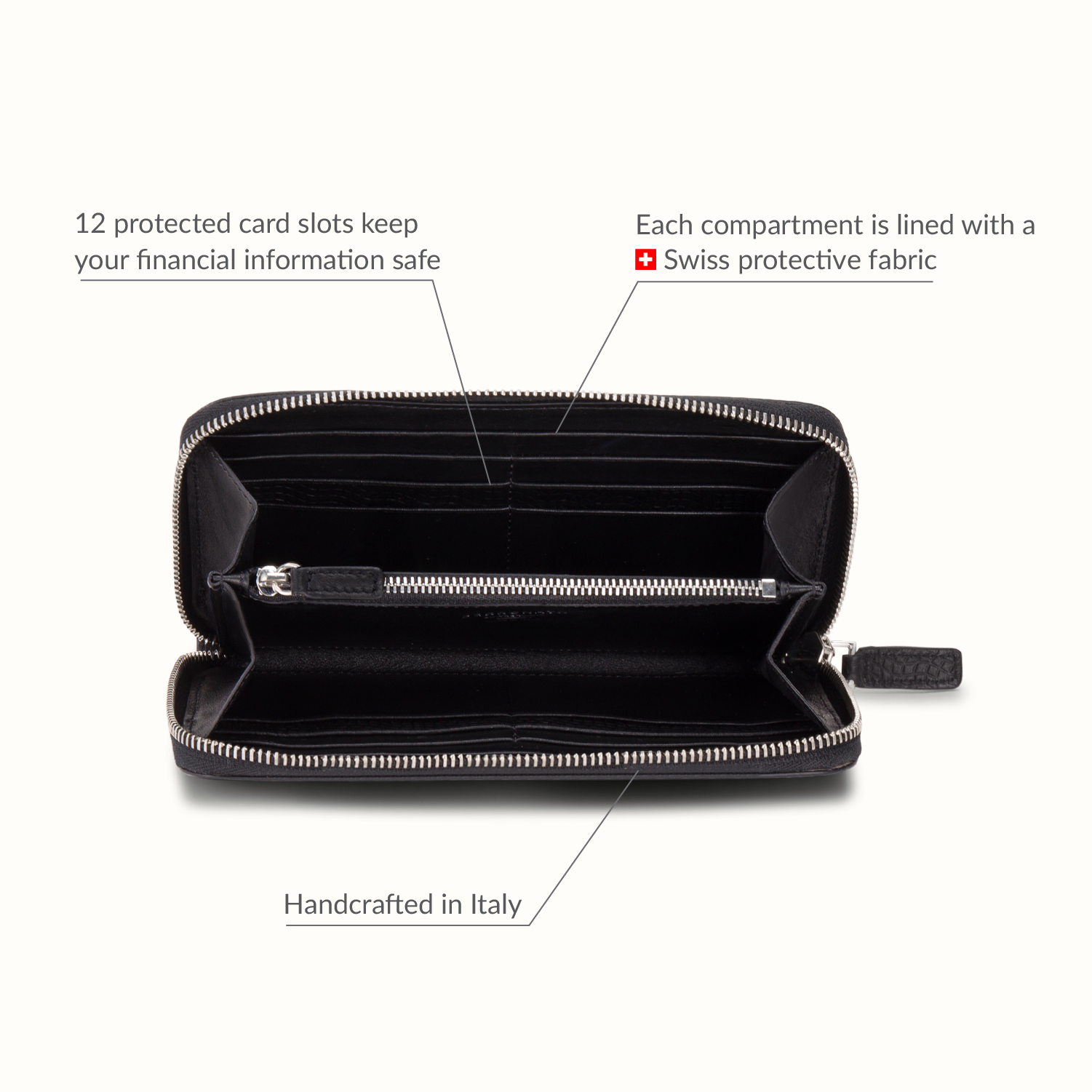 Luxury Ferronato women’s accessories set #color_Jet Black