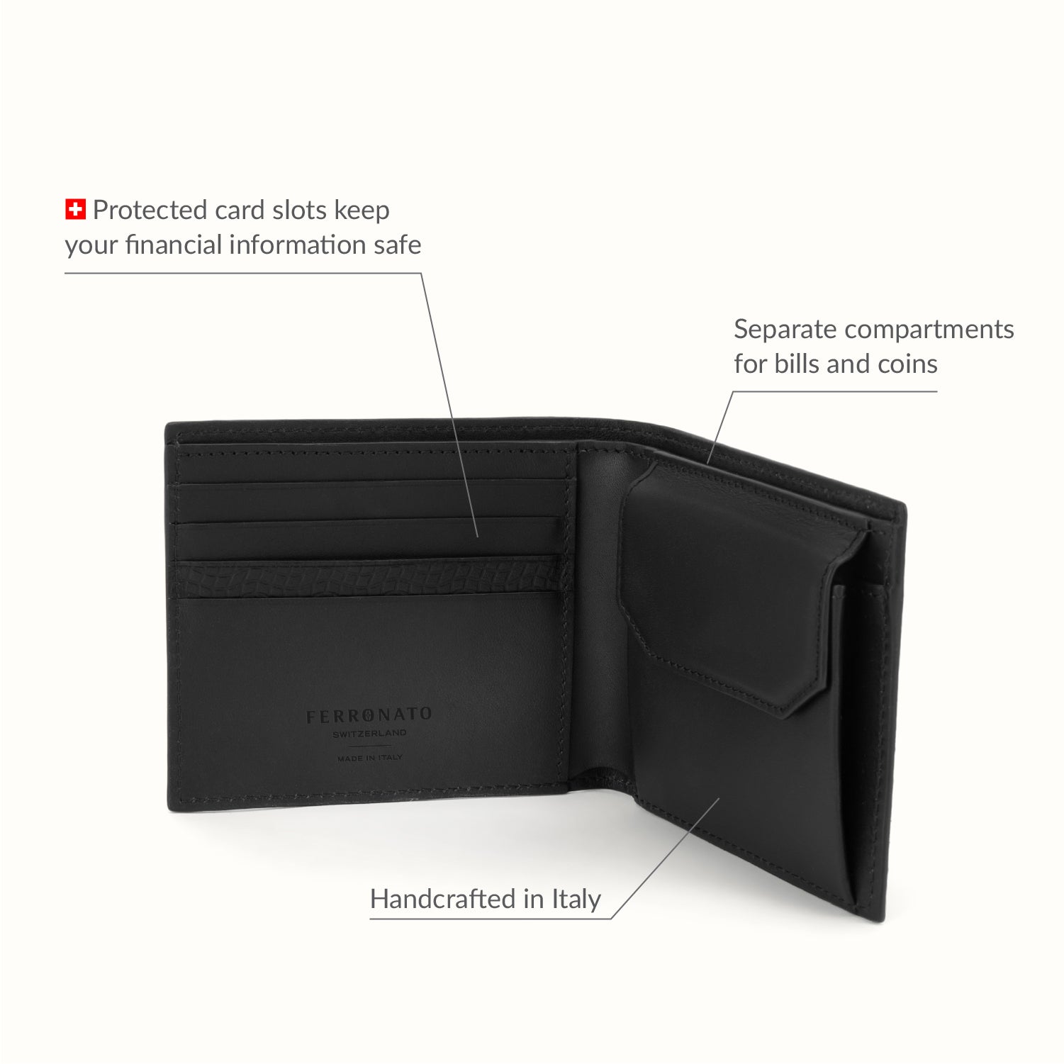 RFID wallet for men flatlay #color_Jet Black