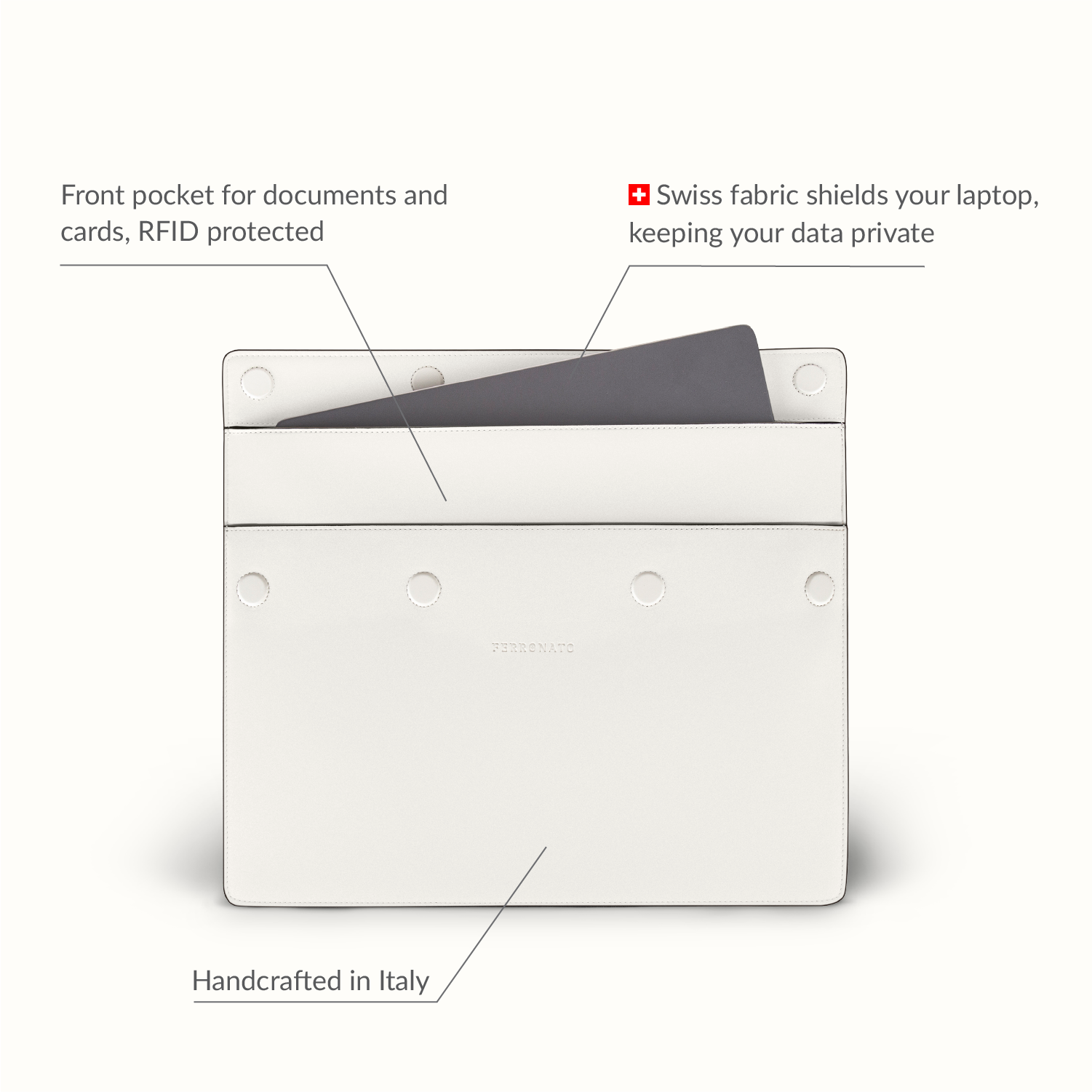 Swiss men’s leather briefcase Ferronato #color_Pearl White