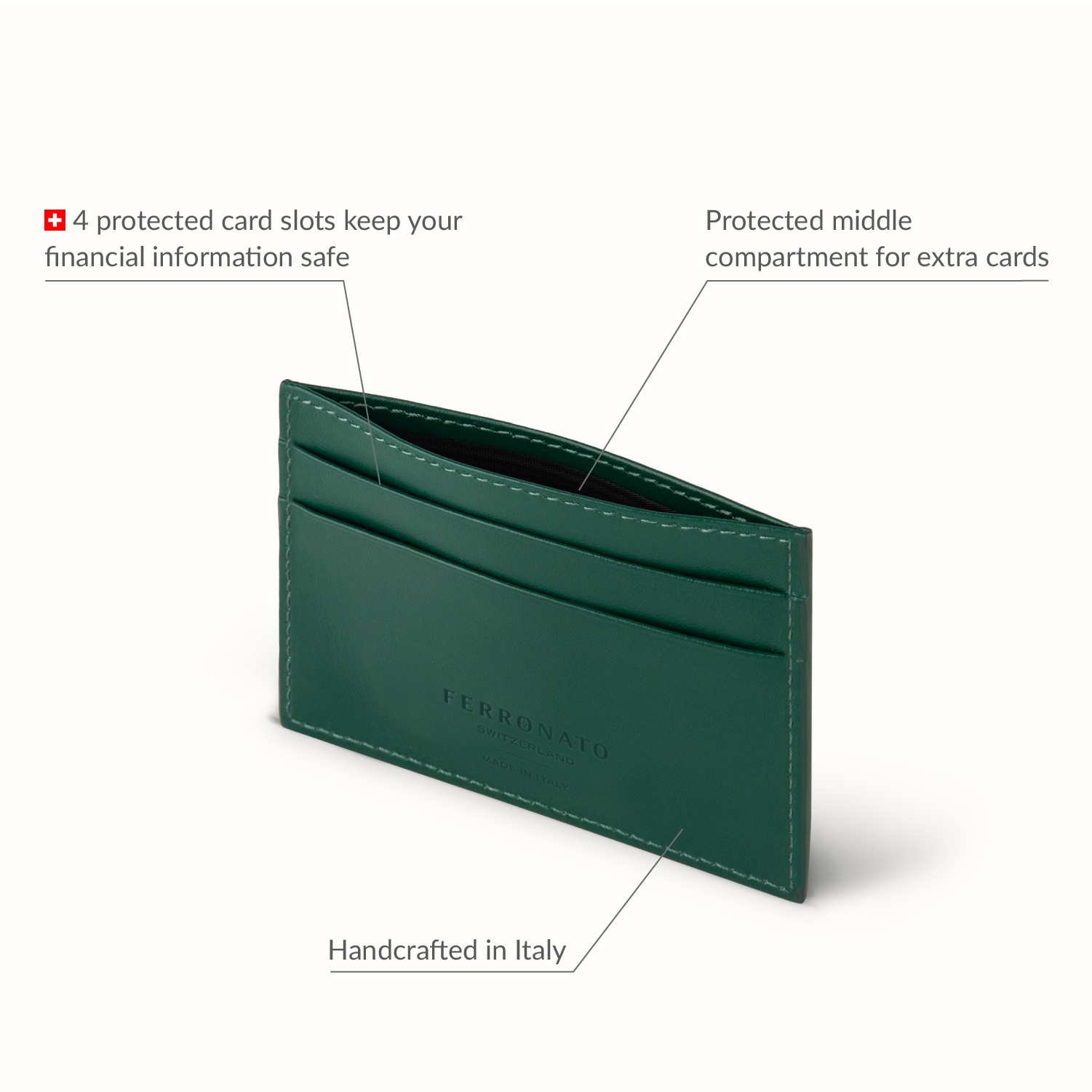 Swiss men’s leather mini CardHolder Ferronato #color_Alpin Green