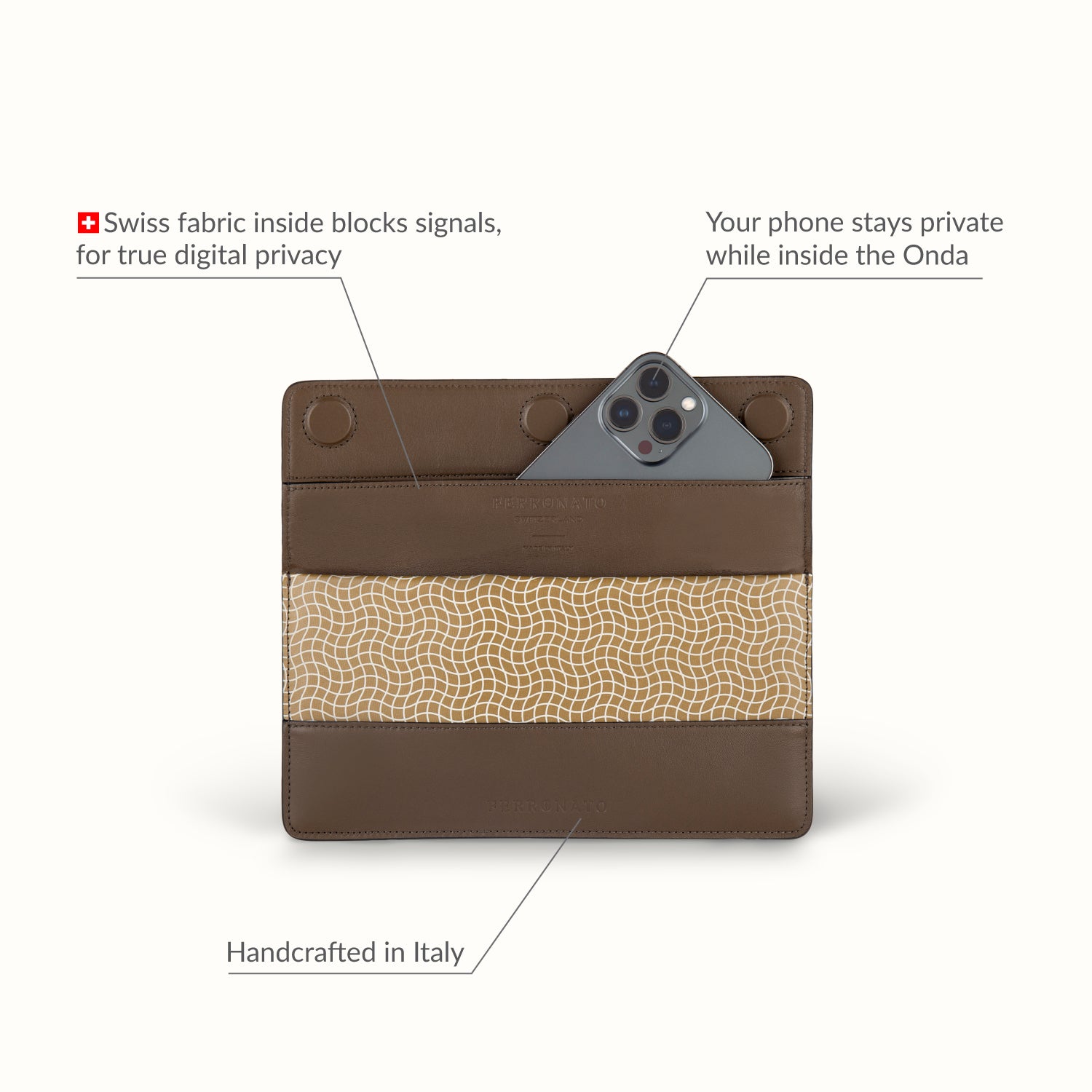 Ferronato men’s leather craftsmanship close-up #color_Brown