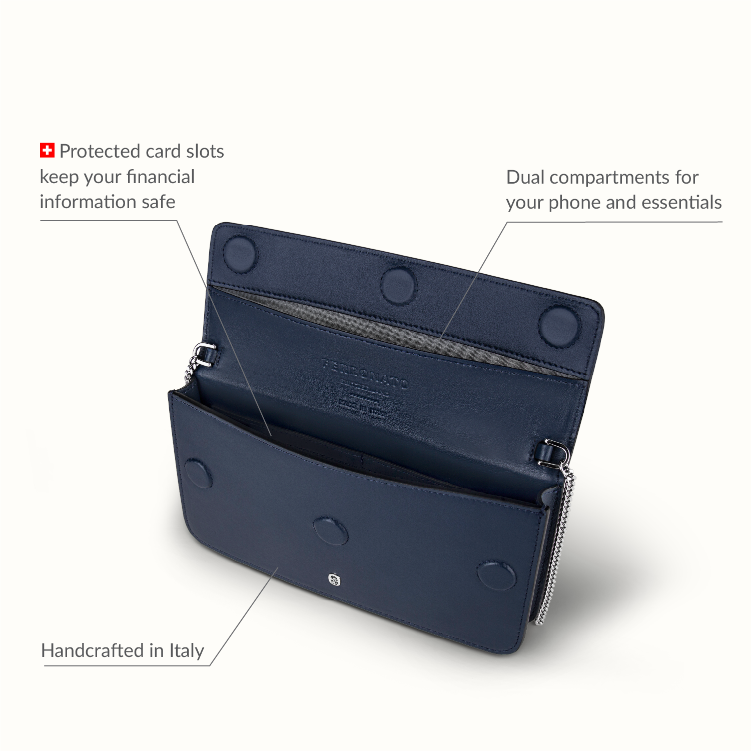 Sustainable leather purse close-up #color_Blue Sapphire