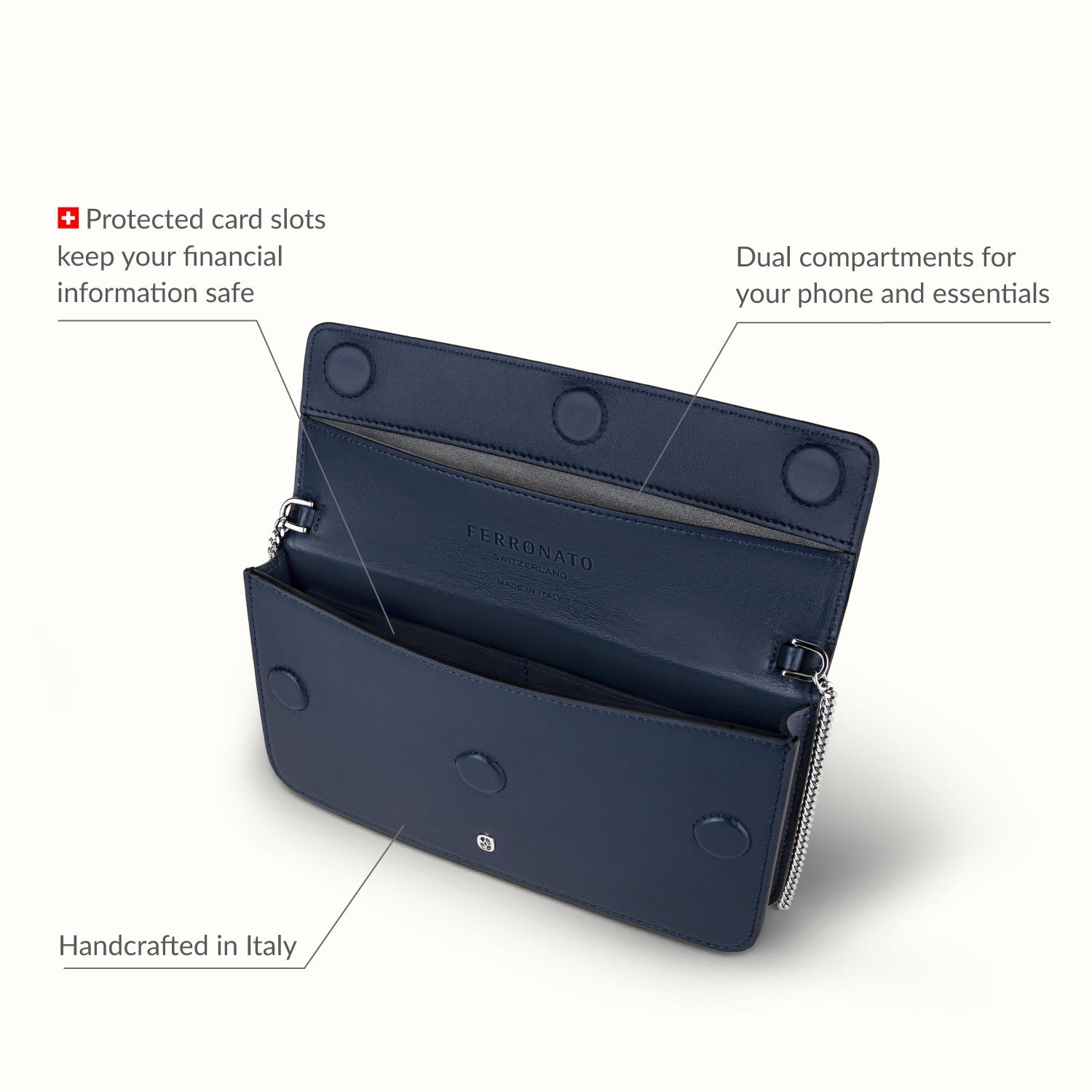 Sustainable leather purse close-up #color_Blue Sapphire